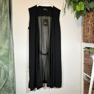 DKNY Black Sleeveless Chiffon Vest / Cardigan